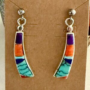 Southwest inlay earrings 925 sterling silver